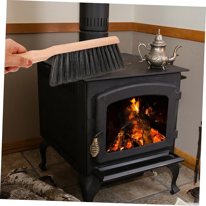 minkissy Fireplace Brush Wood Brush Fireplace Accessory Hand Broom Soft Bristles Ergonomic Handle