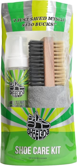 Shoelada- Shoe Cleaner For Sneakers,8.5oz White Shoe Cleaner,Shoe Cleaning Kit with 2 Brush,Shoe Cleaning Removes Dirt and Stain for White Shoes, Suede, Leather, Canvas, Knit, Boots, Fabric, PU