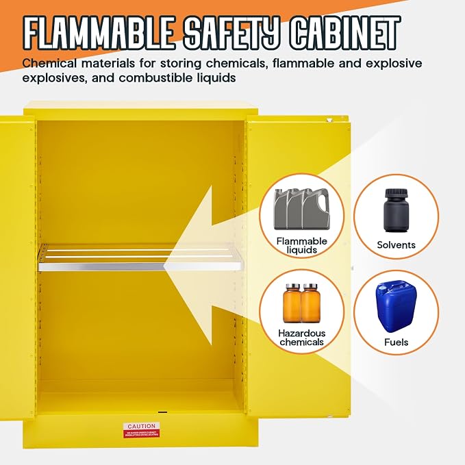 SPECRAFT 30-Gallon Flammable Safety Cabinet | 44 x 31 x 18 In, Cold-Rolled Steel, Adjustable Shelving, OSHA and CE Certified, for Industrial, Commercial and Lab Use