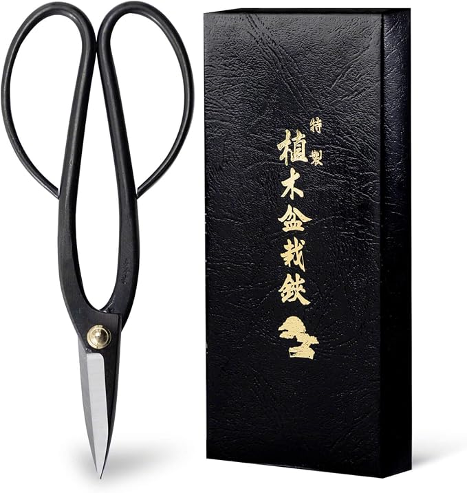 Wazakura Ashinaga Bonsai Pruning Scissors 8inch (200mm) MADE IN JAPAN, Long Handle Bonsai Cutter in Carbon Steel, Rose Pruning Shears, Flower Scissors, Japanese Gardening Tools