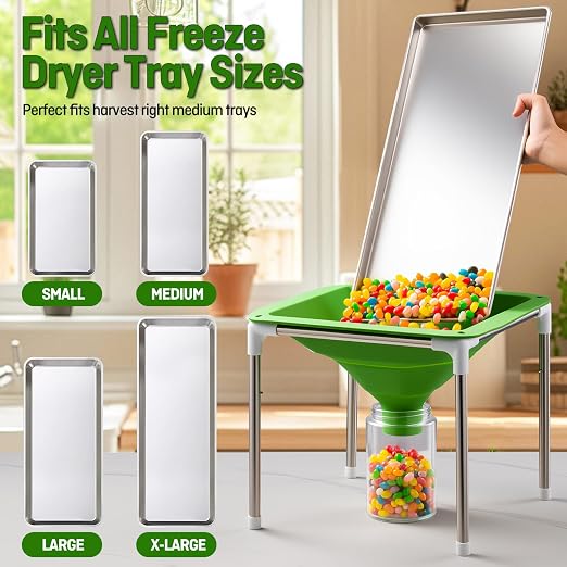 Extra Large Silicone Collapsible Funnel Compatible with Harvest Right Freeze Dryer,Wide Mouth Design Fit All Size Dryer Trays, Easy Transfer Food to Mason Jars and Mylar Bags.Freeze Dryer Accessories