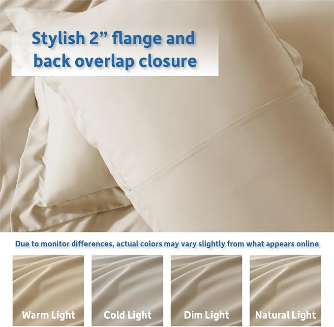 Nestl Twin Duvet Cover Set - Soft Double Brushed Beige Cream Duvet and Pillow, Twin/Twin XL, 2 Piece, Button Closure, 68x90 inches