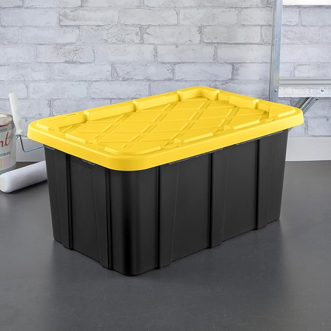 Sterilite 24-Pack Industrial Tote, Plastic Storage Container Bins with Lids, 17 Gallon - Heavy-Duty Organizing Containers for Closet, Bathroom, and Office