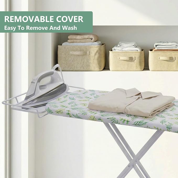 SheeChung Ironing Board 13"x43",Full Size Iron Board with Rest,Adjustable | Compact Iron Table,Foldable,Heat Resistant Cover with Padding,7 Adjustable Height,Heavy Duty Sturdy Legs,Steel Mesh Top