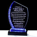 Movdyka Boss Gifts for Women Men Bosses Appreciation Gifts for Woman, Crystal Plaque with Colorful Light Base, Boss's Day Gifts Farewell Retirement Goodbye Birthday Office Decor