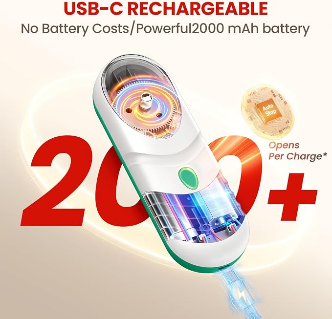 Electric Can Opener One Touch Fits All Can Sizes, Electric Can Openers for Kitchen Food Safe with Smooth Edge, Kitchen Gadgets Battery Operated Can Openers for Seniors, Arthritis and Chef