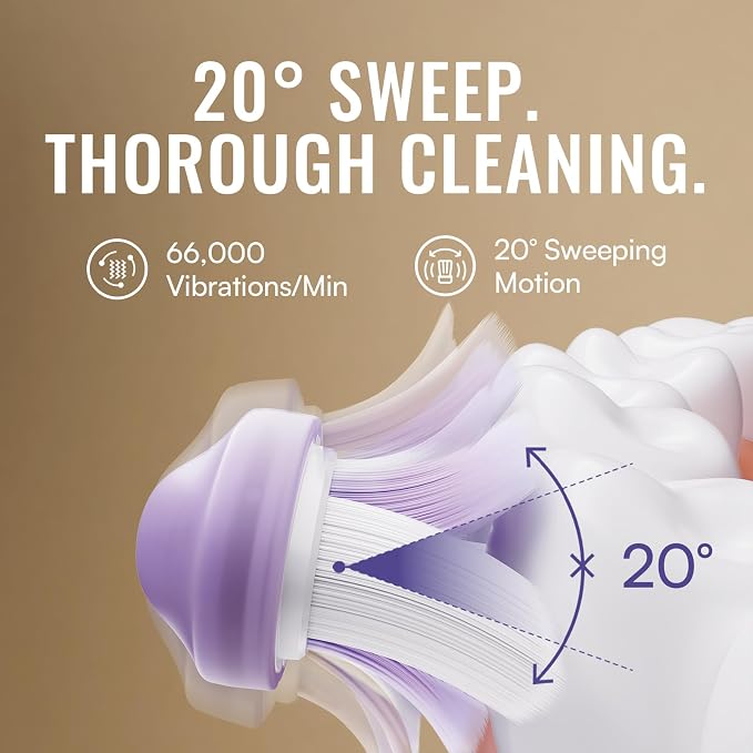 Soocas 3-in-1 Sonic Flossing Toothbrush for Adults, Light Gold | 3-in-1 flossing, sonic vibration and 20° sweeping, 66,000 movements/min, 80-sec water flossing, 30-day battery