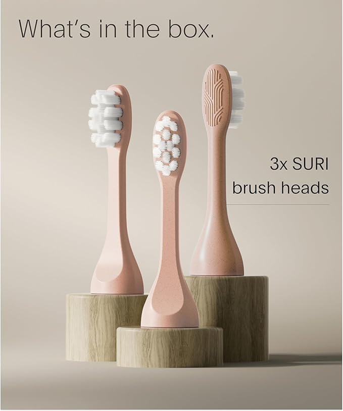 SURI Recyclable Plant-Based, Electric Toothbrush Heads - Long Lasting Replacement Heads | Compatible Only Sonic Electric Toothbrush - Sunset Bloom, Pack of 3