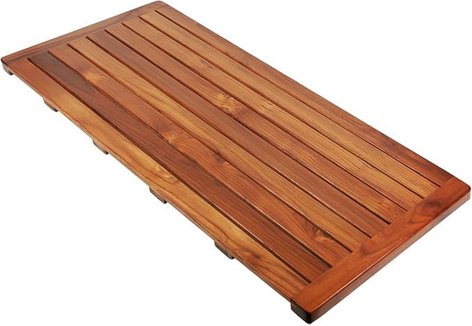 Utoplike Teak Bath Mat, Shower Mats Wood for Bathroom, 40x18 in Extra Large | Solid Wooden, with Non Slip Pads, Floor Mat for Spa Home or Outdoor