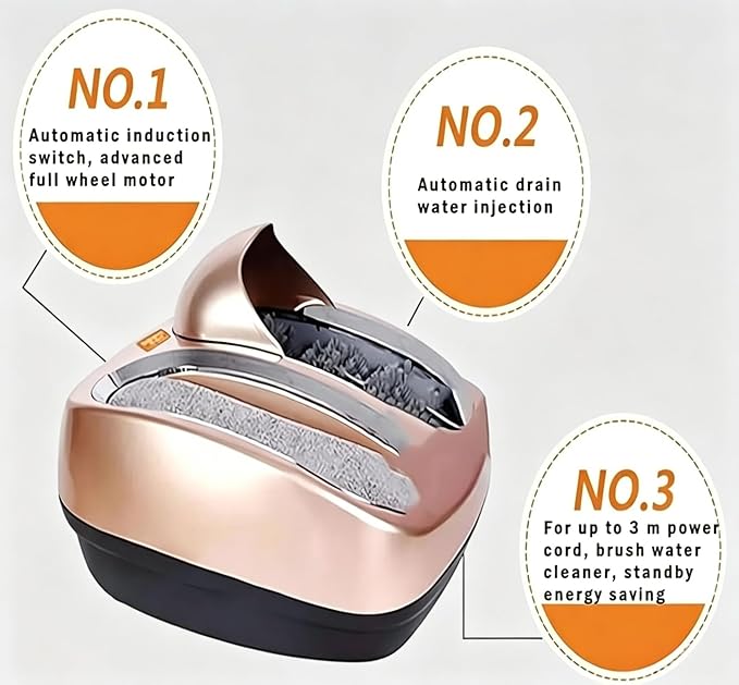 Fully Automatic Shoe Sole Cleaning Machine, Smart Induction Boot Brush, Electric Shoe Polishe, for Clinic and Household Use(Champagne Gold)
