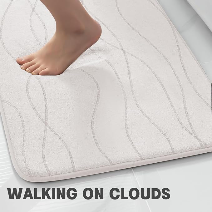 YIHOUSE Bathroom Rugs Set 2 Piece, Memory Foam Bath Mat White | 17x24& 20x32, Ultra Soft, Absorbent, Non-Slip, Machine Washable, for Bathroom, Sink and Toilet