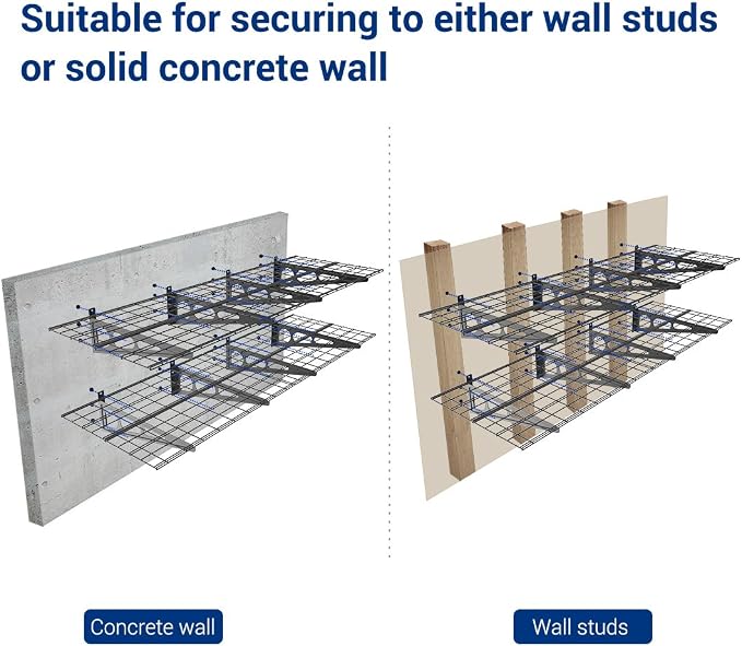 FLEXIMOUNTS WR26B-SBA 2' x 6' Wall Shelf Garage Storage Rack (2 Pack), Black, 24" x 72"