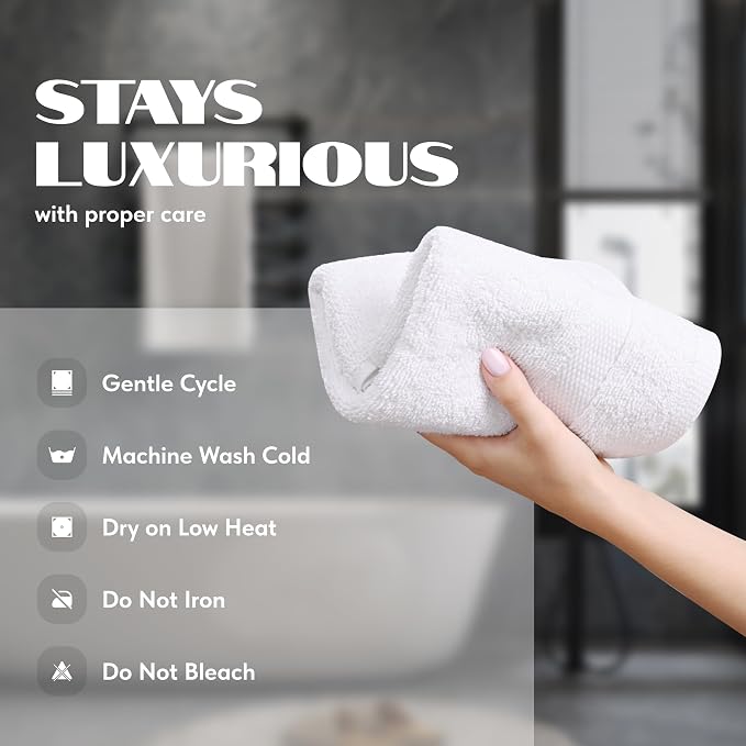 White Hand Towels Set for Bathroom, 6 Pack - Cotton Hand Towel Set for Gym, Kitchen and Spa, 16x27 Inches Soft Highly Absorbent Quick Dry Terry Salon Towels