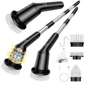 Shower Scrubber with Long Handle, Cleaning Tool for Bathroom Shower Toilet | Shower Cleaner Brushes with IPX7 Waterproof & 2 Speed, 3 Brush Heads, Bathroom Cleaning Supplies for Toilet Tub