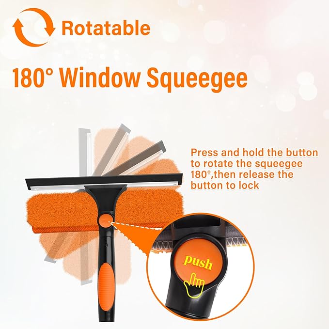 26FT Telescoping Window Squeegee Kit | 2-in-1 Professional Window Washer & Microfiber Scrubber with Extension Pole | High Reach Cleaning Tool for Outdoor, Indoor Windows & Glass