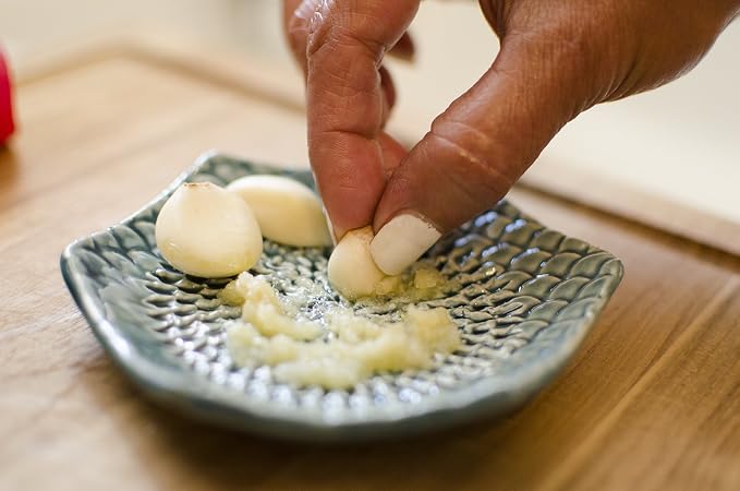 The Grate Plate 3 Piece Handmade Ceramic Garlic Grater Set - Grater, Peeler, Brush