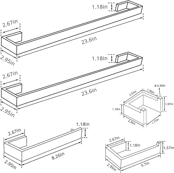 Fapully 5 Piece Bathroom Hardware Accessories Set Stainless Steel Wall Mounted,Chrome Polish Finished