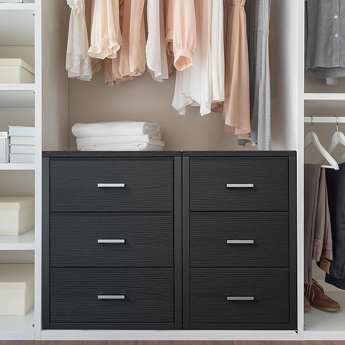 BOLUO Closet Drawers Black 3 Drawer Dresser for Closet Organizers and Storage Bedroom Dorm Modern