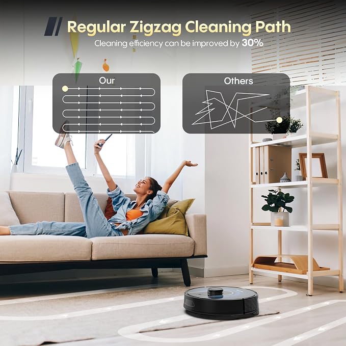 Bagotte Robot Vacuum and Mop Combo, 6000Pa Robotic Vacuums with Mapping, LiDAR Navigation,Automatic Self-Recharging, 2.4G WiFi/App/Alexa/Remote Control for Pet Hair,Hard Floor,Carpet