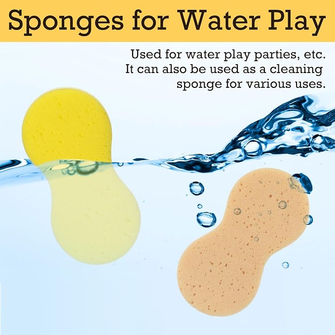 Vesici 60 Pcs Large Wash Sponge for Field Day Car Wash Water Games Large Car Sponge for Household Cleaning and Water Games