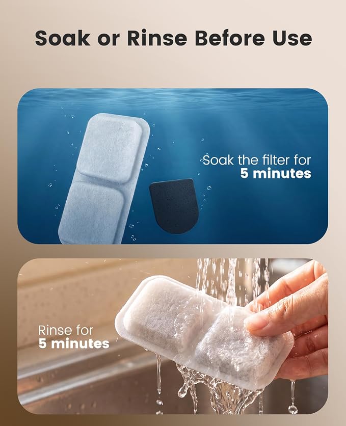 oneisall 8 Replacement Filters for 2.2L 3.2L Cordless Cat Fountain | 5-Layer Filtration,4 Months Set Replacement Filters and Sponges, White 8 Count (Pack of 1)