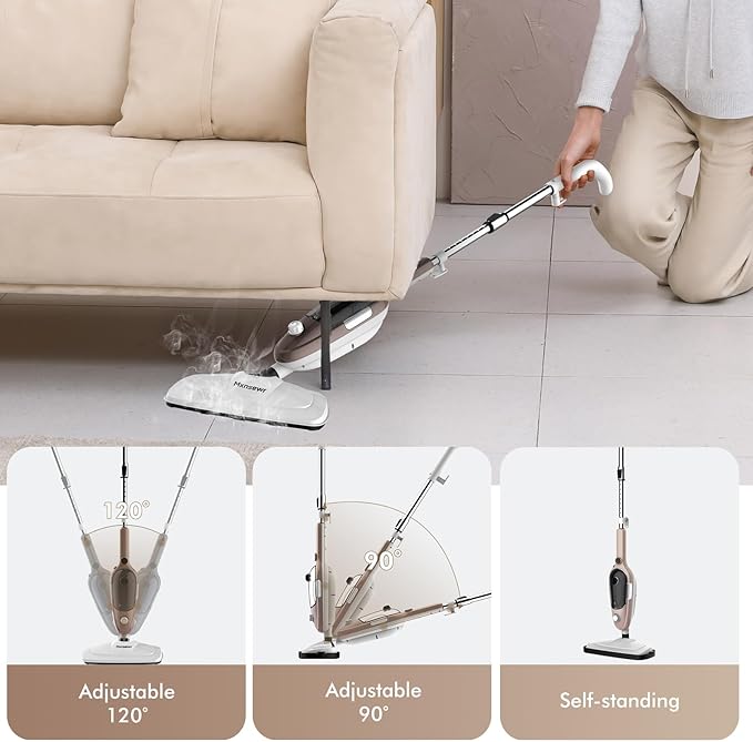 Steam Mop - All-in-one Powerful Handheld Steam Cleaner Detachable Floor Steamer with 11 Accessories, MultiPurpose Steamer for Hardwood Floors, Clothes,Windows,Tiles,Carpet, Whole Home Use(Rose Gold)