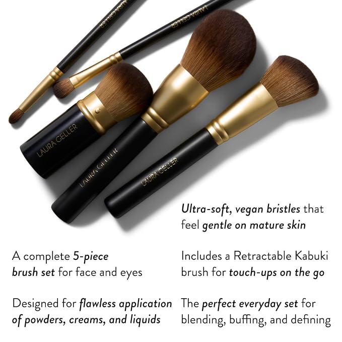 LAURA GELLER NEW YORK Cosmetic Professional Makeup Brushes - Cruelty-Free - 05 Full Face Brush Set 5pc