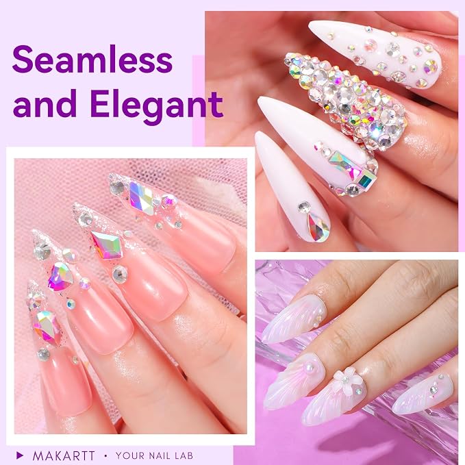 Makartt Rhinestone Glue for Nail: Super Strong UV Gel 12-Pack 30ml | 30-Day Hold, UV/LED Cured, Large Charms, Flatback Rhinestones, Small Beads and Pearls, 3D Sculpting, DIY and Salon Use