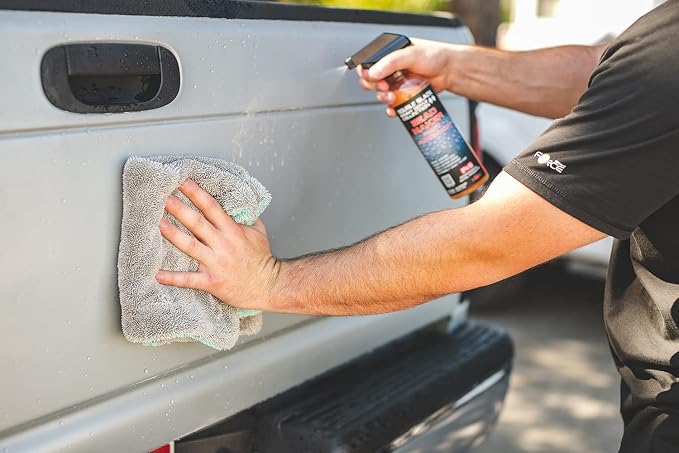 The Rag Company, The Liquid8r, Absorbent 70/30 Blend Microfiber Drying Towel for Cars, Trucks, and SUVs, Safe for Detailing, Scratch-Free, Twist Loop, 1100 GSM, 16x16 Inches, Aqua Blue/Grey, 2-Pack