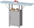Ironing Board with Storage Cabinet, Ironing Station with Extra Storage | Ironing Board Cabinet with Heat-Resistant Pad, Ironing Table, Wood Folding Ironing Board for Small Spaces, Laundry Room, Grey