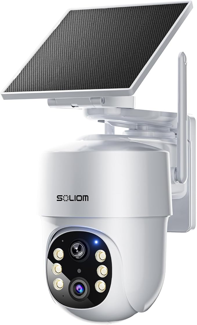 SOLIOM- True 5MP HD Security Cameras Outdoor Wireless, Add-On Camera, Solar Powered, Auto Tracking,Requires Soliombase(Excluding Soliombase), Soliombase Supports Up to 4 Cams
