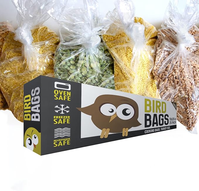 DL Wholesale BirdBags Turkey Bags, 18” x 20” 25 Pack, USA & EU-Approved, Freezer & Oven Safe, Great Heat-Safe 450*F Perfect for Cooking in Ovens & Brining, Heavy Duty Cook Bag for Turkeys