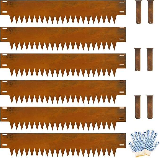 Co rten Steel Landscape Edging 12 Inch, 6 Packs Pre-Rusted | 40x12 inch | Metal Edging | 1mm thick for garden yard lawn