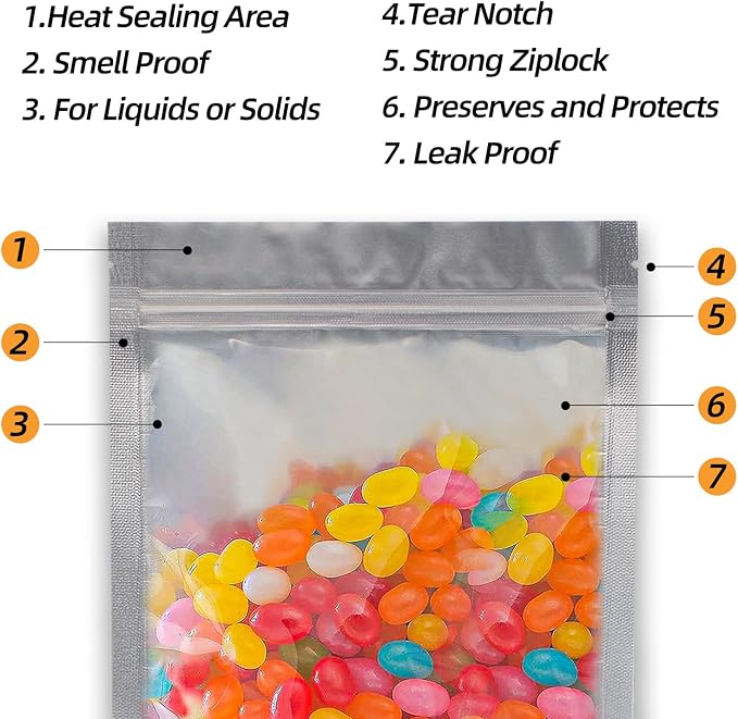 Wisesorb 1/2 Pint 240 Packs Mylar Bags For Food Storage, 5"x 7" Mylar Bags With Window, Freeze Dried Candy Bags, Reusable Storage Bags For Food, Mylar Food Storage Bags for Long Term Food Storage