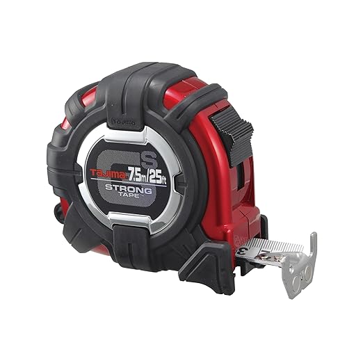 TAJIMA Tape Measure - 25ft/7.5m x 1in GS-Lock Measuring Tape with Horned Magnetic Hook & Compatible Clip - GS-MC25/7.5MBW