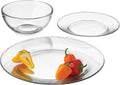 Libbey Round 12 Piece Glass Dinnerware Set, Stackable Glass Plate and Bowl Set w/Round Shape, Modern Plates and Bowls Sets for Gatherings, and Everyday Use