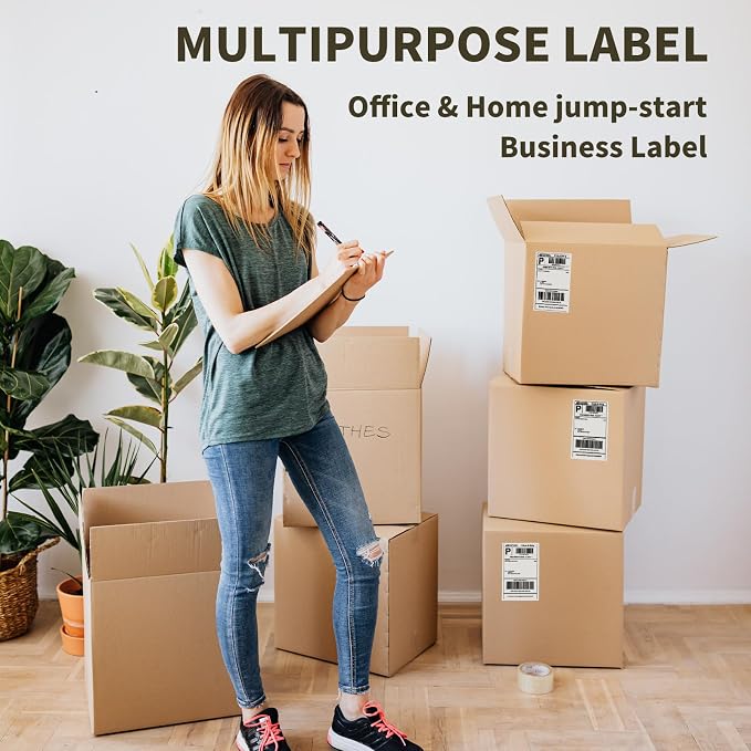 L LIKED 100 4x6 Thermal Labels Fanfold, Direct Thermal Shipping Labels - Perforated and Strong Adhesive