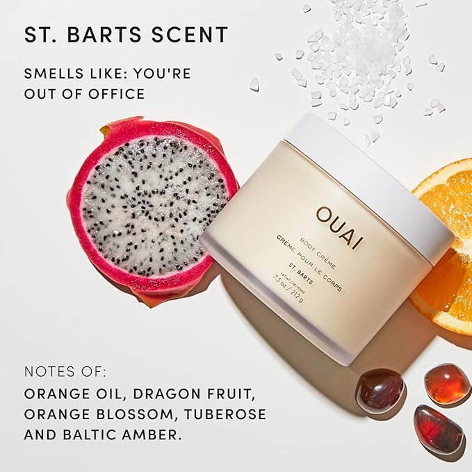 OUAI Body Creme, St. Barts Travel Size - Hydrating Whipped Body Cream with Cupuaçu Butter, Coconut Oil & Squalane - Softens Skin & Delivers Radiant Glow - Sulfate-Free Skin Care (3.4 oz)