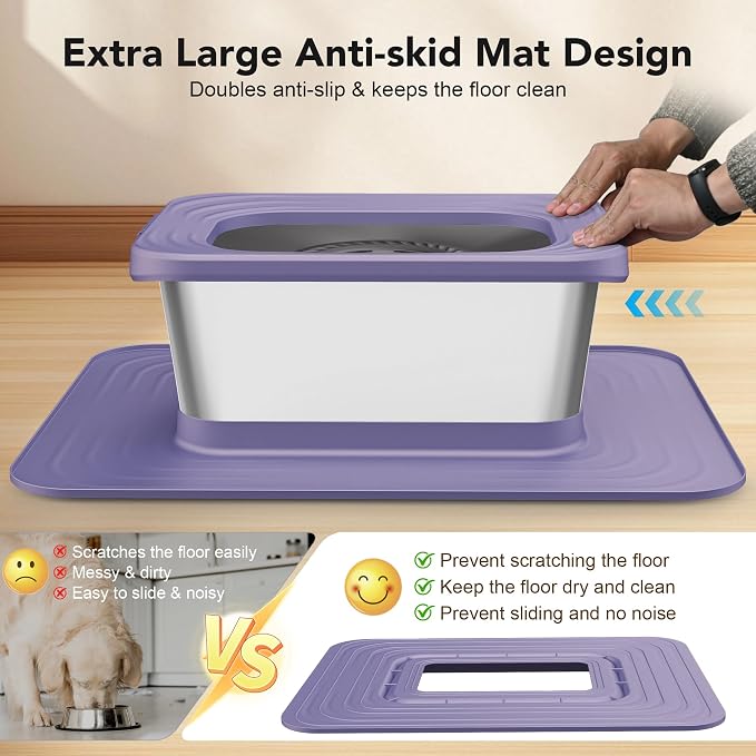Decflow 10L Stainless Steel Dog Water Bowl, No Spill Anti-Splash Bowls | Slow Drinking for Messy Drinkers, XXl Anti-Skid Silicone Mat,Heavy Duty Pet Bowls for Indoor/Outdoor Use