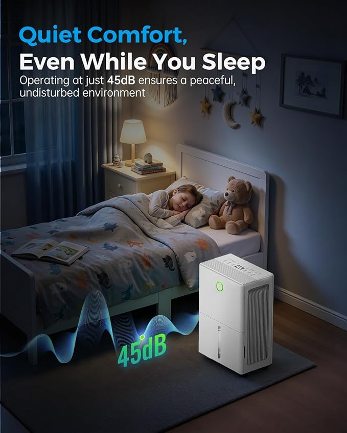 Dehumidifier for Basement with Drain Hose, 30 Pint Dehumidifiers for Home up to 2000 sq ft, Dehumidifier for Bathroom with Auto Humidity Control, Dehumidifiers for Bedroom, 24H Timer, White
