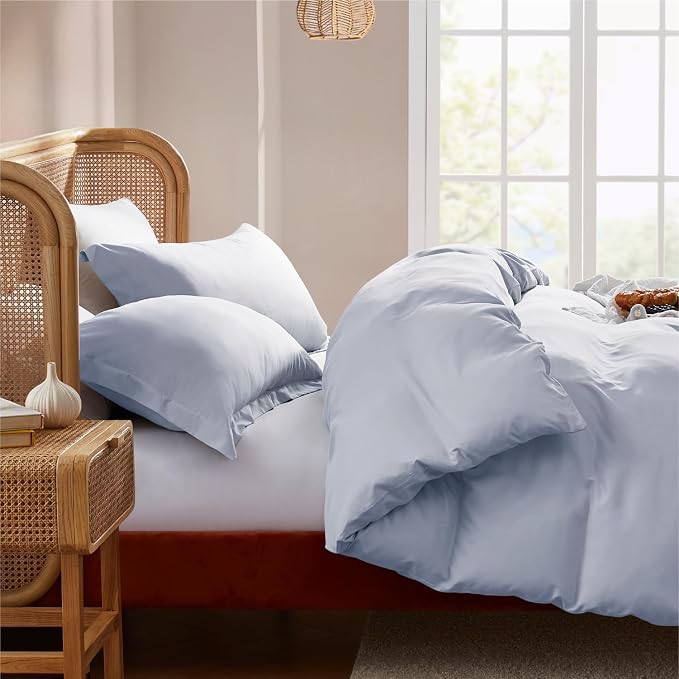 Nestl Twin Duvet Cover Set - Soft Double Brushed Ice Blue Duvet Cover Twin/Twin XL, 2 Piece, with Button Closure, 1 Duvet Cover 68x90 inches and 1 Pillow Sham