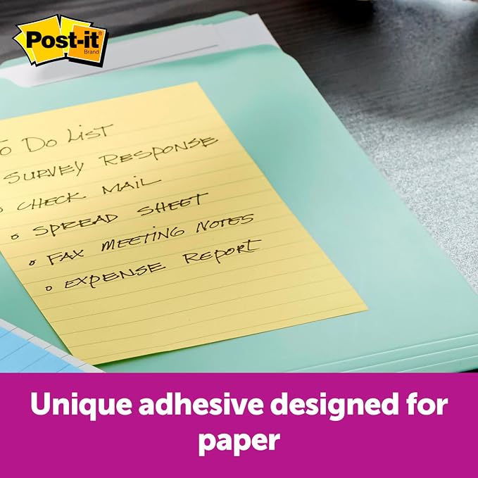 3M Post-it Lined Original Notes, 4 x 6 Inches, Canary Yellow, Pack of 12