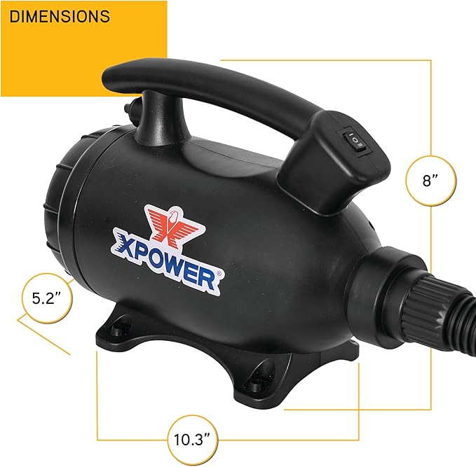 XPOWER A-5 Electric Air Duster for Dusting, Drying, Inflating, Blowing, Vacuuming, Car Detailing, Computer, Leaf Blowing, 100 CFM, 5 Nozzles + 2 Brushes, High Performance Motor, Eco-Friendly
