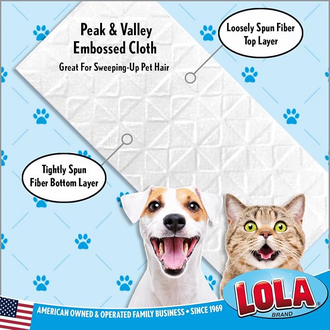 LOLA Dry Sweeping Cloth Refill Pads, 384 Pack, Unscented, Compatible with Swiffer Floor Mop, Comparable to Swiffer Refills, 11" x 8.13"