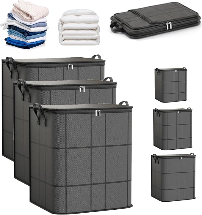180L Portable Moving Storage Bags, XXL Foldable Storage Bag with Reinforced Handles, Zippered Organizer for Quilts, Bedding & Sweaters,Large Capacity Fabric Bag for Closet & Moving Day，3PCS XLarge