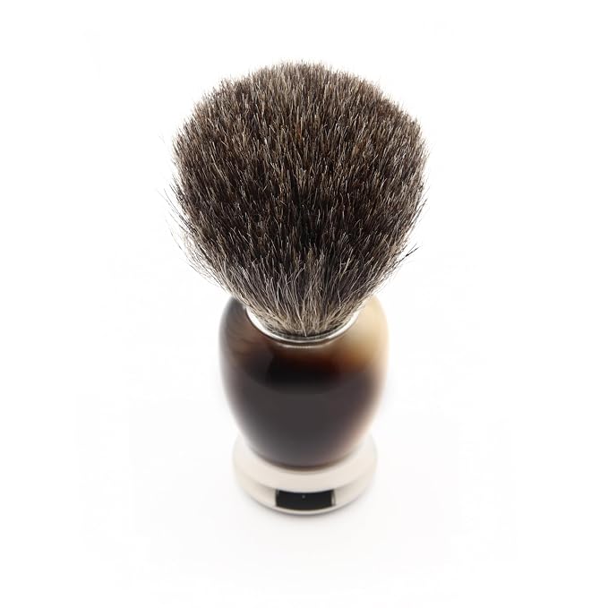 Edwin Jagger S81M582BAMZ Imitation Light Horn & Nickel Classic Shaving Set with Bowl with a Pure Badger Shaving Brush and Mach 3 Razor for Shaving Cream or Soap for Men