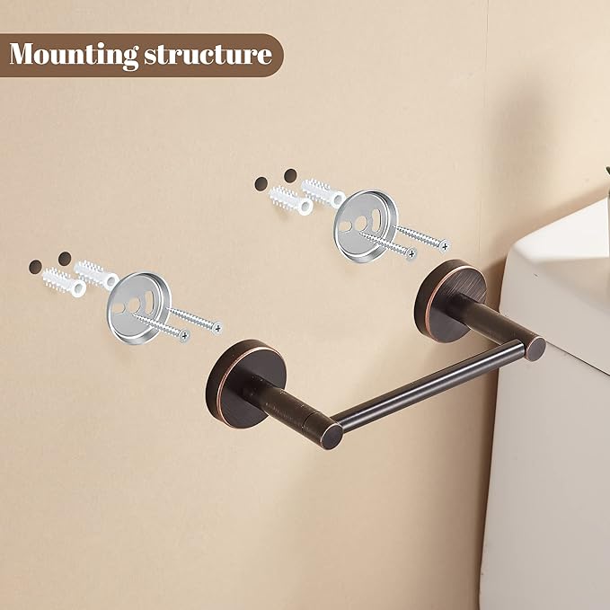 Bronze Toilet Paper Holder Towel Ring,Oil Rubbed Bathroom Hardware Set,Hand Towel Holder Wall Mount Tissue Roll Holder with Double Post Bath Accessories SUS304 Stainless Steel 2pc