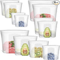 Reusable Storage Bag, 8 Pack 100% Silicone Food Storage Bags Stand Up Zip Lock Bags for Food, Freezer Microwave Oven Dishwasher Safe, 2 X-Large(0.8 Gallon) 2 Medium 2 Small 2 X-Small, Translucent