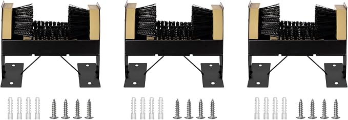 Set of 3 Gardenised Deluxe Metal and Plastic Frame Shoe Cleaner and Boot Scraper, Portable or Floor-Mounted Scrubbing Brush for Outdoor Use, Removes Mud, Snow and Sand