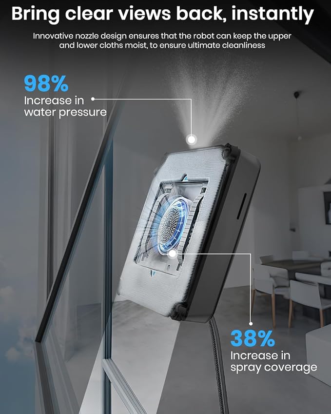BNZ Window Cleaning Robot, Nexus Ultra, Black, Robotic Vacuum Cleaner for Windows, Mirrors, Shower Doors